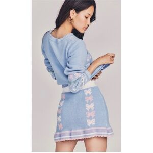 LoveShackFancy Blue and Pink Skirt